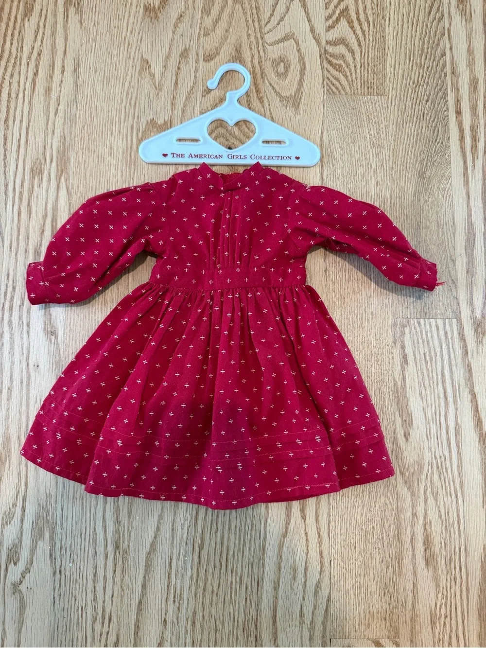 Pleasant Co Kristen School Red Doll Dress with Tiny Cross Print 1990